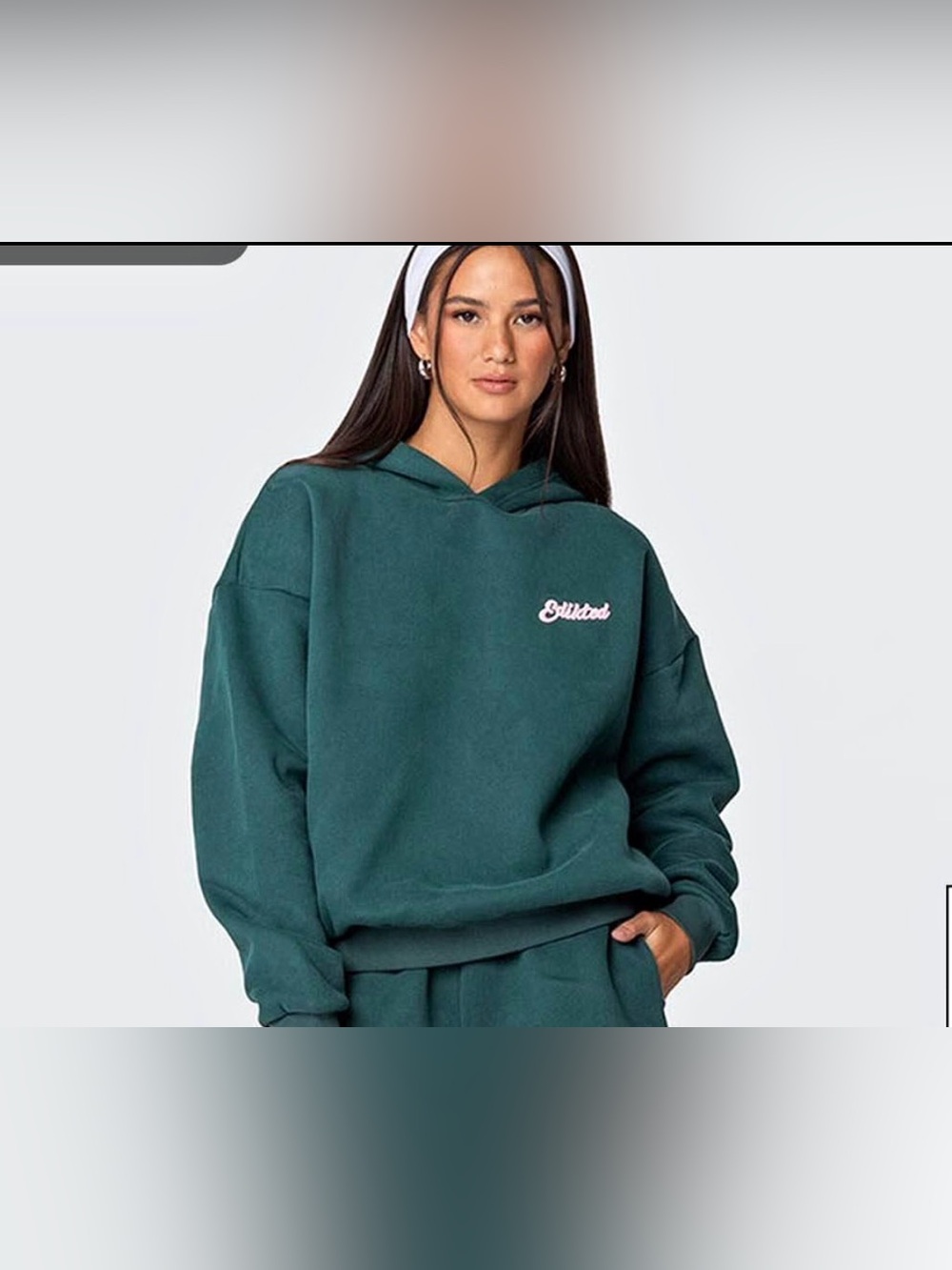 Edikted Forest Green Pullover Hoodie